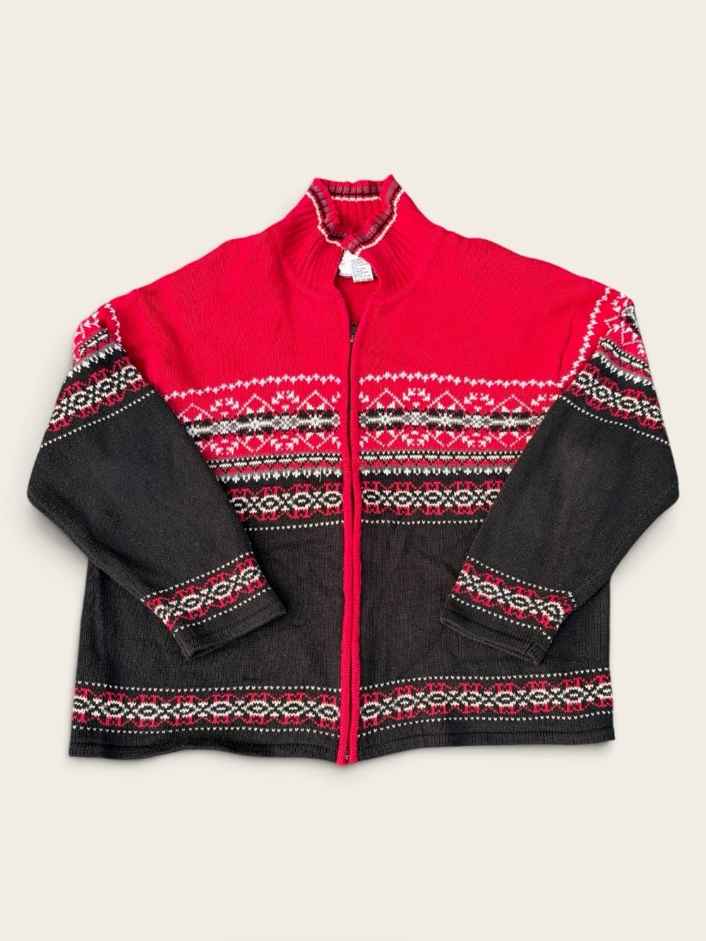 VINTAGE Y2K Tiara Women Fair Isle Nordic Zip Sweater 18/20 Cotton